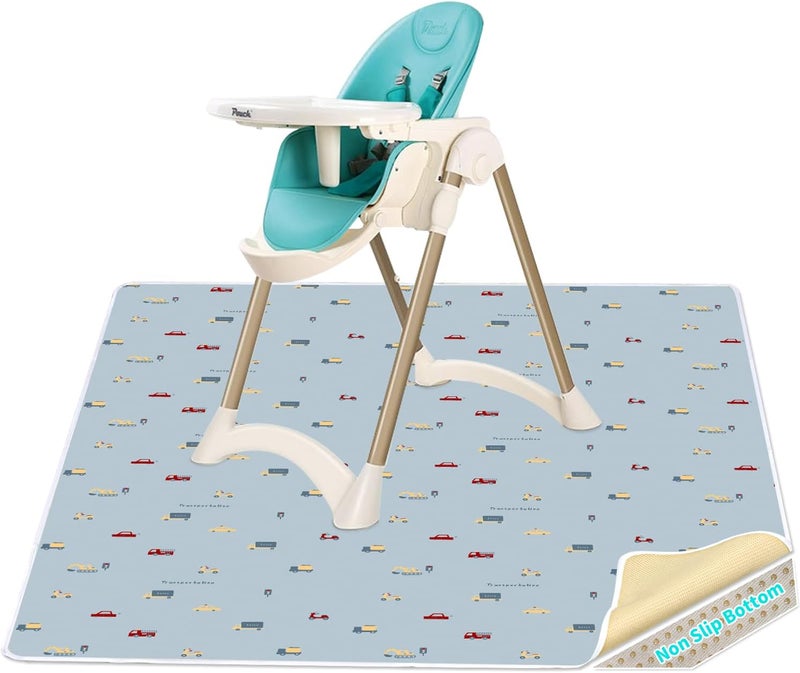 zonBroth High Chair Splash pad, 51" 51 Non-Slip Waterproof Multi-Purpose Splash pad, Washable Splash pad for high Chair Floor Protection Table Cloth Portable Early Education Picnic Play mat (Cars) - Image 1